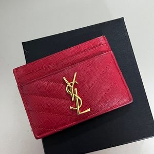 AUTHENTIC Red ysl card holder